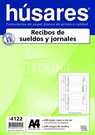 RECIBO SUELDO 4122 A4 S/SOBRE HUSAR - RESMAS / FORMULARIOS / ETIQUETAS - FORMULARIOS CONTINUOS