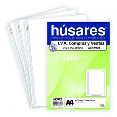(4502) RESMA HUSARES A4 IVA/COMPRAS 4502 - RESMAS / FORMULARIOS / ETIQUETAS - FORMULARIOS CONTINUOS