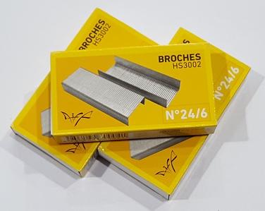 (HS3002) BROCHE A Nº24/6 X 1000 - ARTICULOS DE OFICINA Y PAPELERIA - BROCHES / CLIPS / ALFILERES