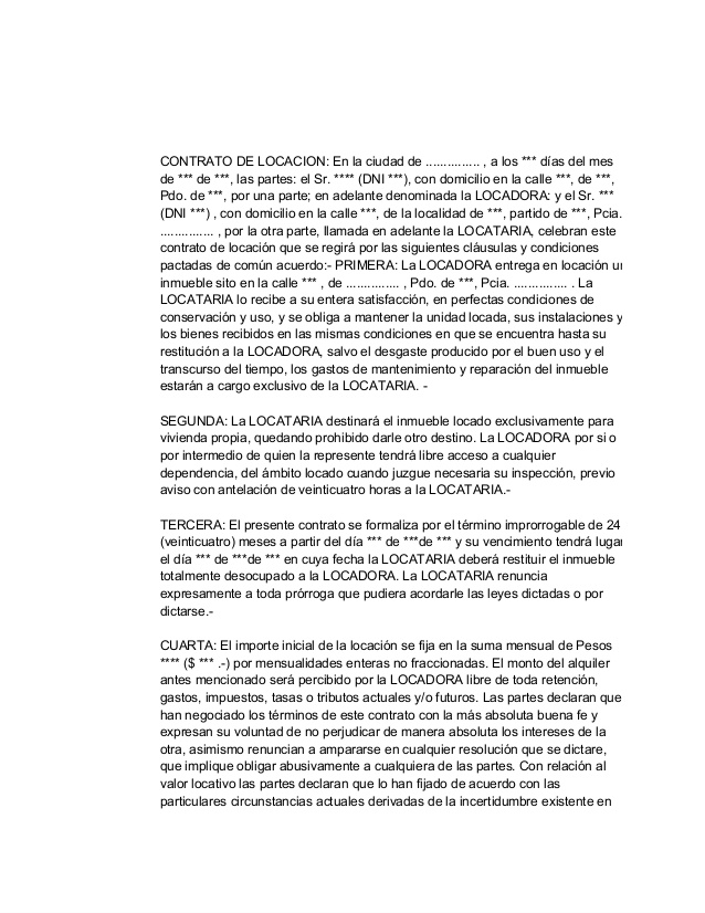 (M460) CONTRATO LOCACION 7460S - ARTICULOS DE OFICINA Y PAPELERIA - VALES / RECIBOS / COMPROBANTES